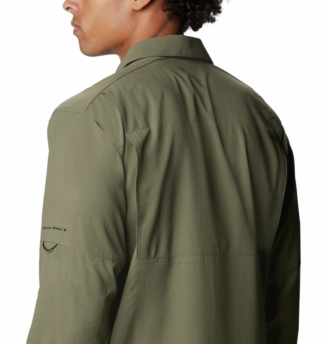 Columbia Men Green Silver Ridge Lite Long Sleeve Shirt (Sun Protection)