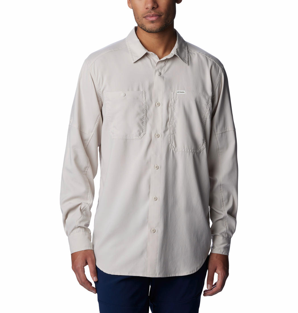 Columbia Men Beige Silver Ridge Utility Lite Long Sleeve (Sun Protection)