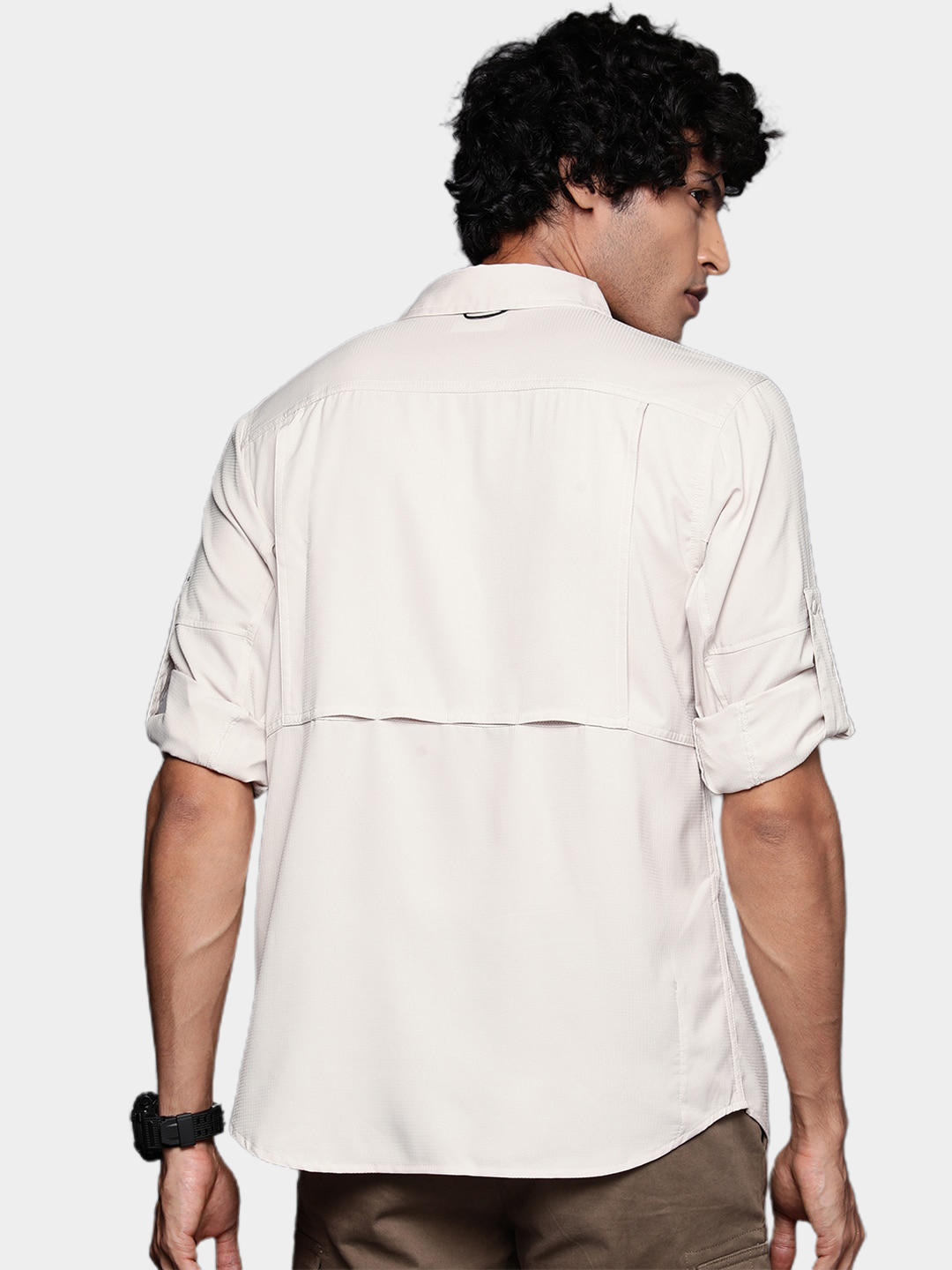 Columbia Men Beige Silver Ridge Utility Lite Long Sleeve (Sun Protection)