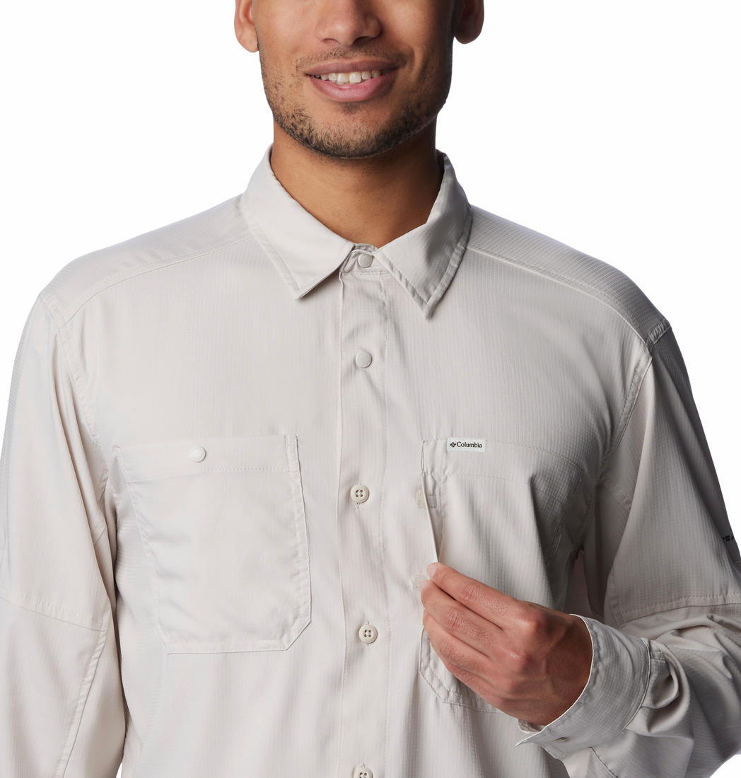 Columbia Men Beige Silver Ridge Utility Lite Long Sleeve (Sun Protection)