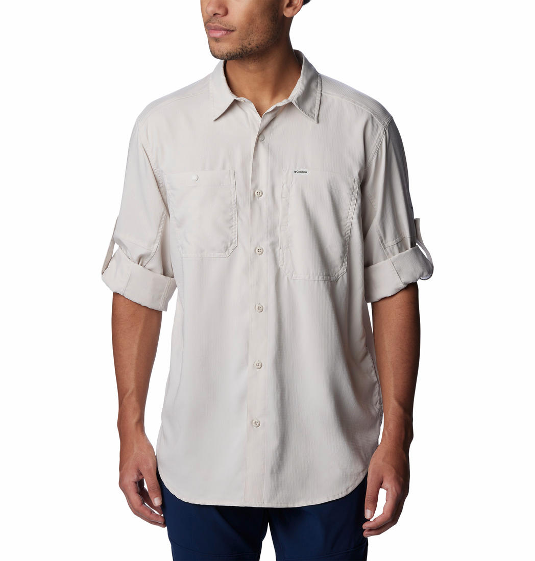 Columbia Men Beige Silver Ridge Utility Lite Long Sleeve (Sun Protection)