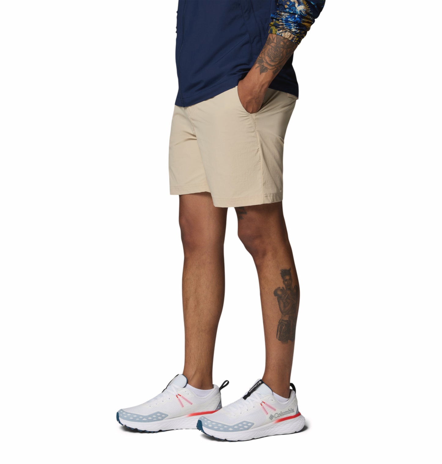 Columbia Men’s Beige Omni-Freeze ROC Lite Shorts for Plus Size Comfort