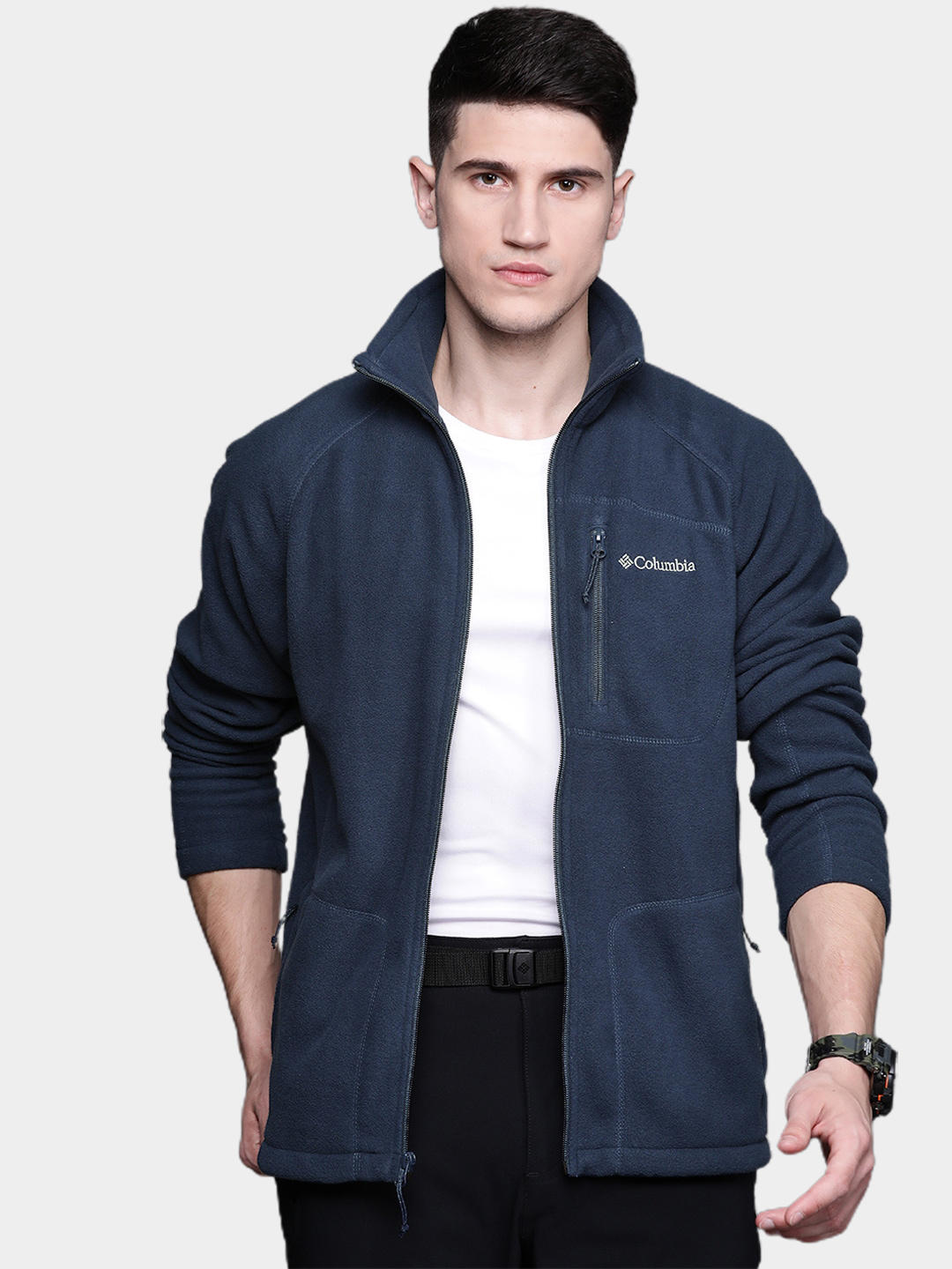 Columbia Men Navy Blue Fast Trek II Full Zip Fleece Jacket