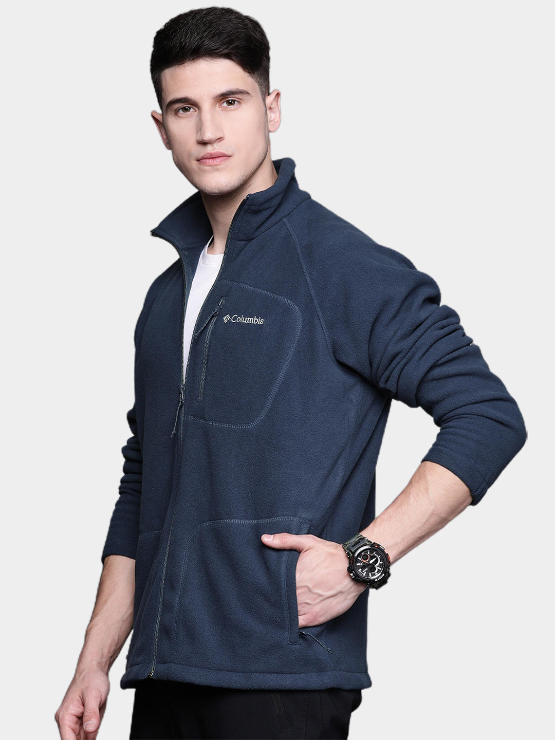 Columbia Men Navy Blue Fast Trek II Full Zip Fleece Jacket