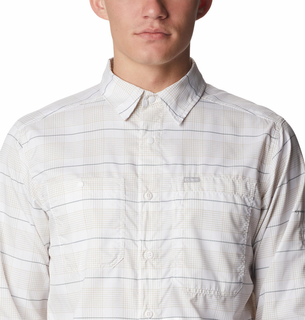 Columbia Men White Silver Ridge Utility Lite Plaid Long Sleeve Shirts