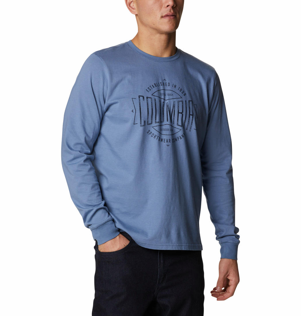 Columbia Men Blue Brighton Woods Graphic Long Sleeve