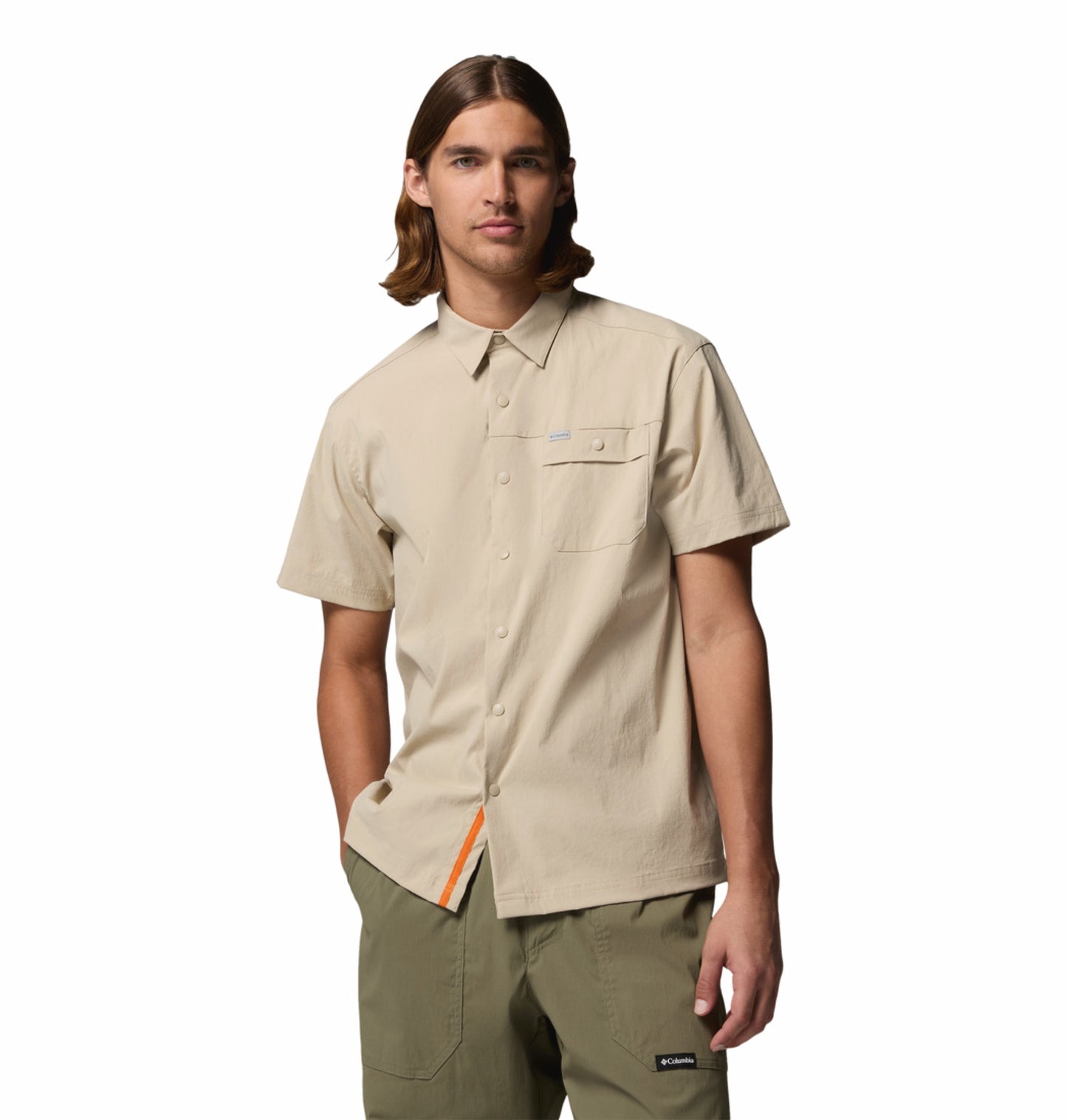 Columbia Men Beige Omni-Shade Landroamer Ripstop II Short Sleeve Shirt (Plus Size)
