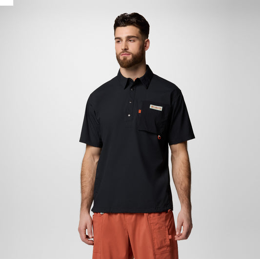 Columbia Mens Black Omni-Shield Cove Beach Woven Short Sleeve Shirt