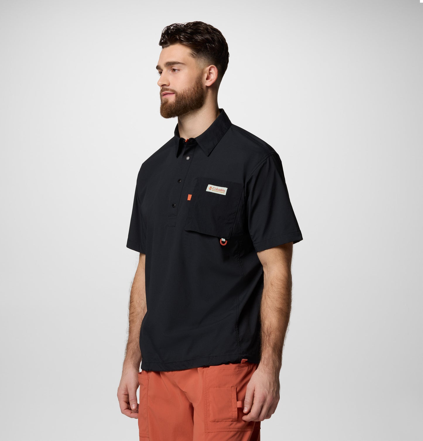 Columbia Mens Black Omni-Shield Cove Beach Woven Short Sleeve Shirt