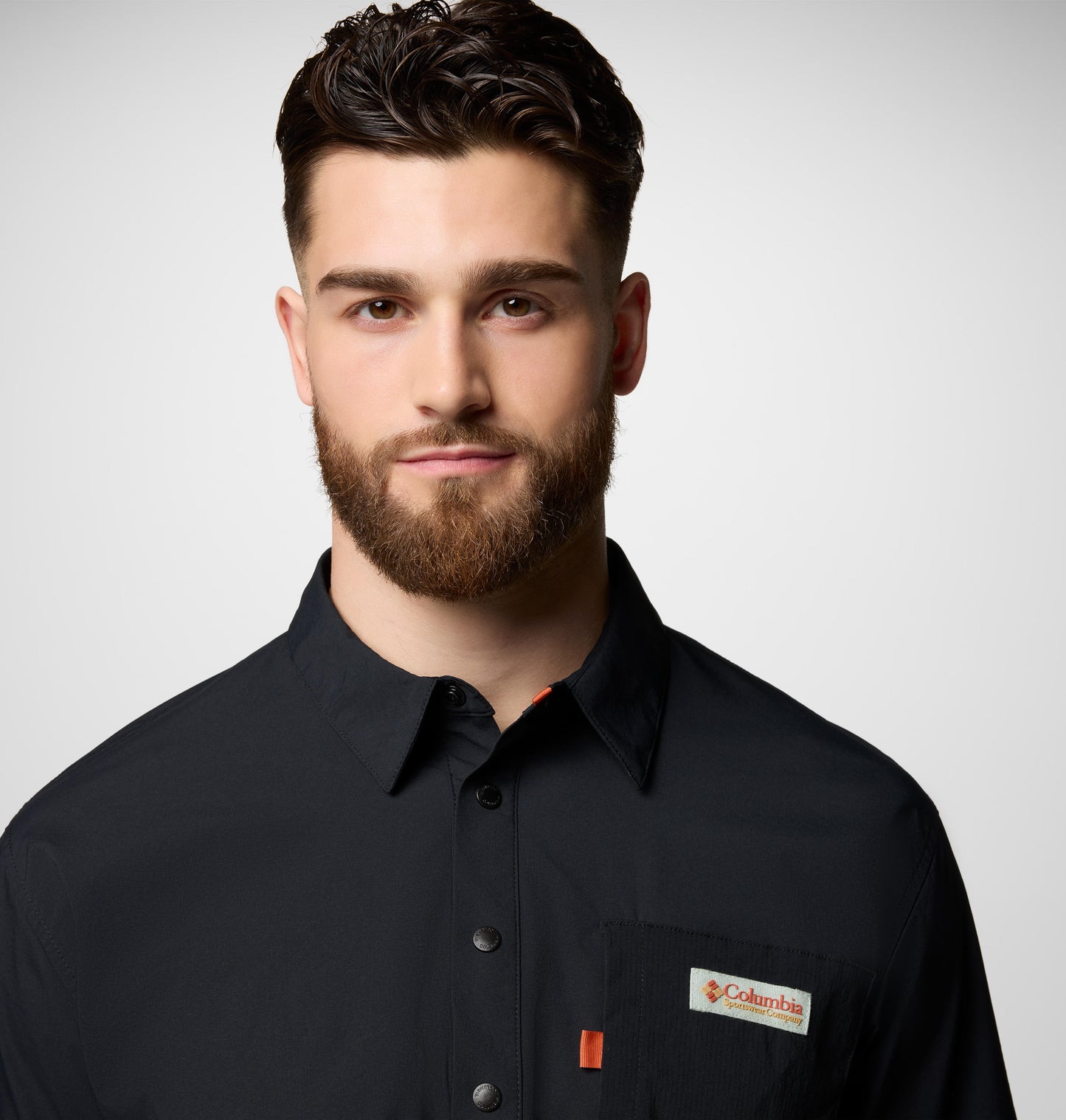 Columbia Mens Black Omni-Shield Cove Beach Woven Short Sleeve Shirt