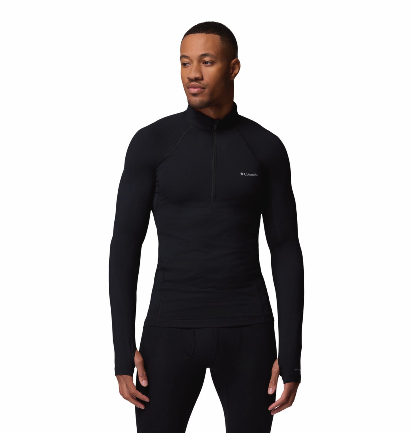 Columbia Men Black Omni-Heat Reflective Midweight Stretch Half Zip Top (Non-Returnable)