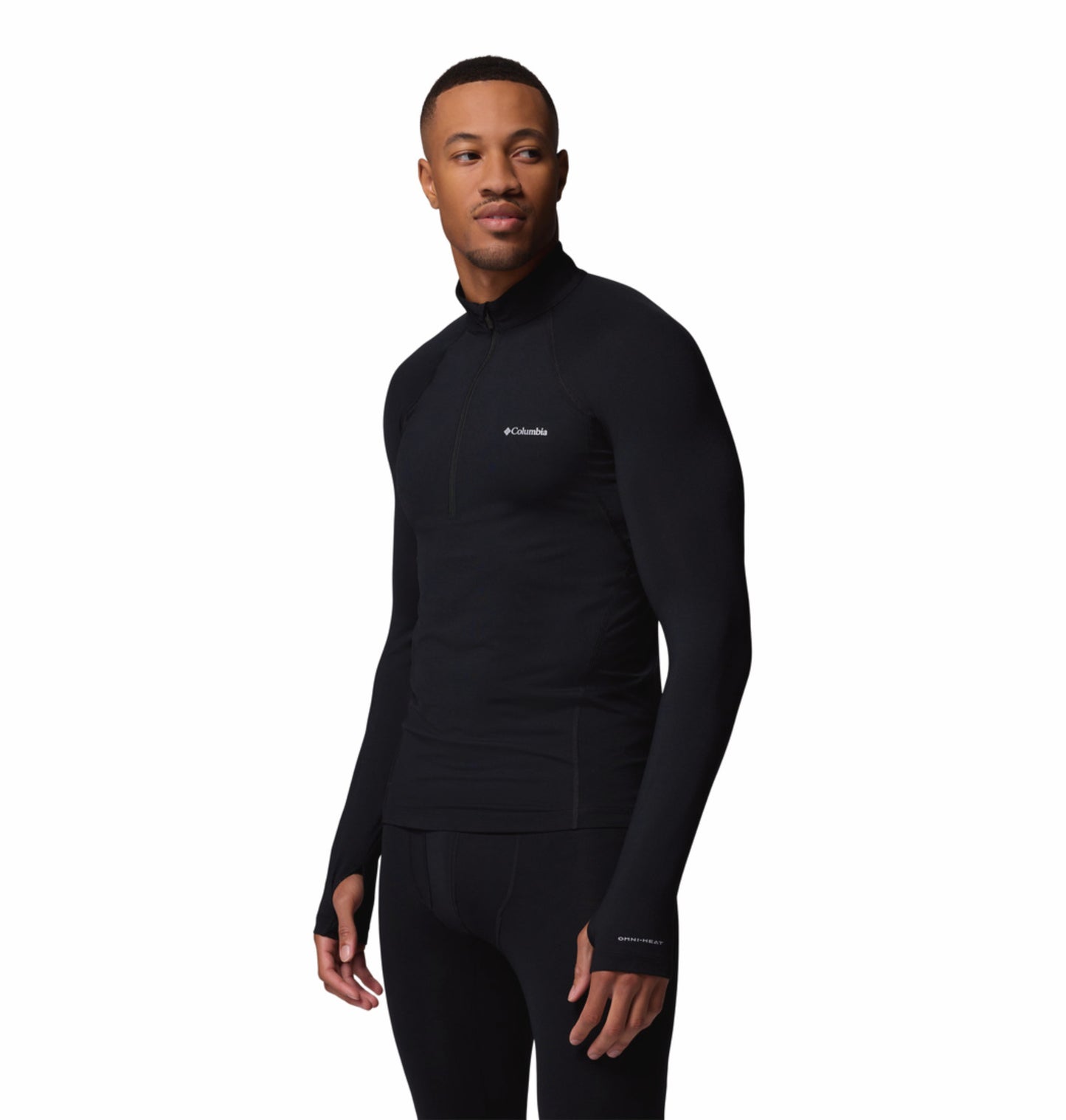 Columbia Men Black Omni-Heat Reflective Midweight Stretch Half Zip Top (Non-Returnable)