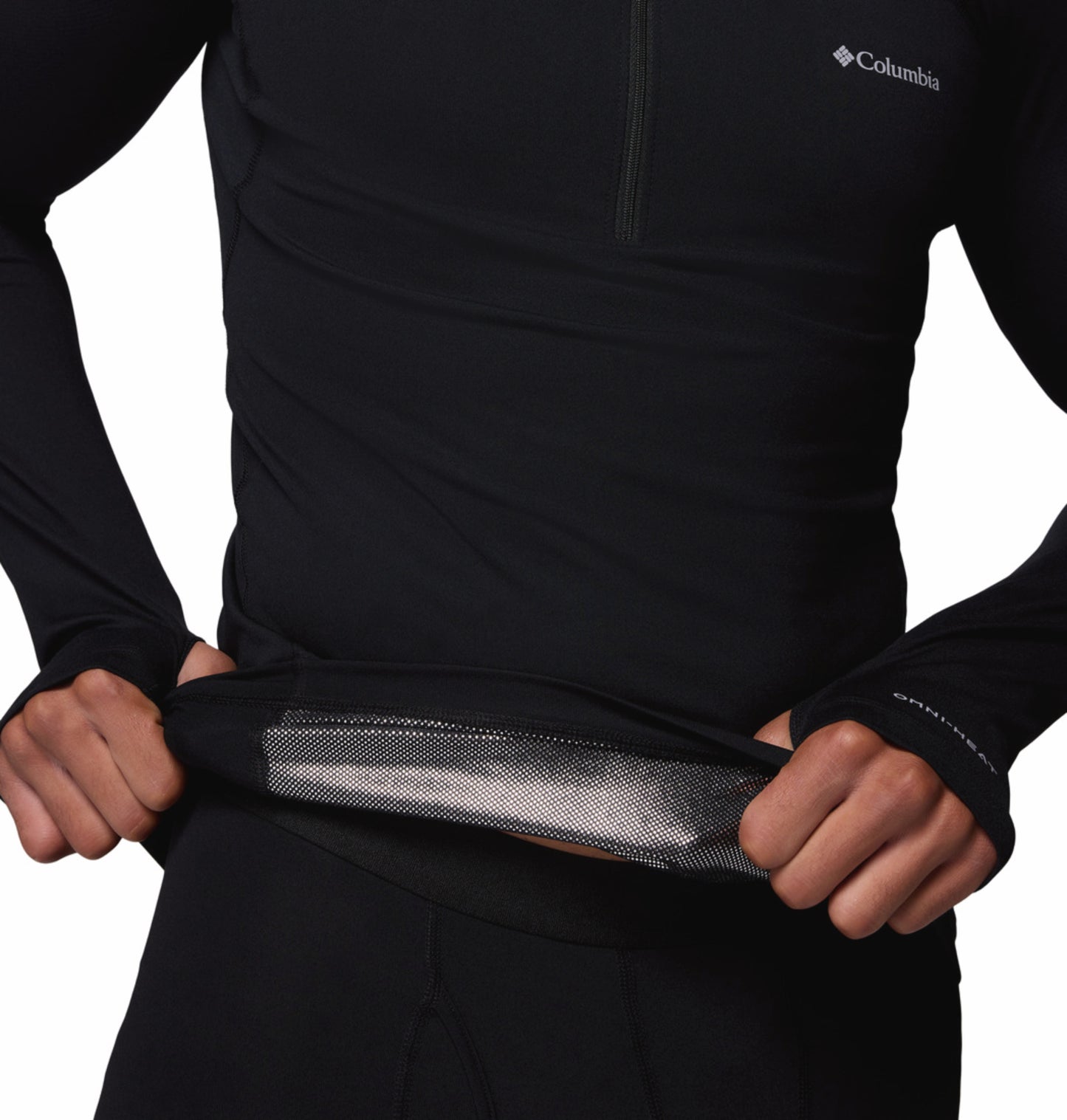 Columbia Men Black Omni-Heat Reflective Midweight Stretch Half Zip Top (Non-Returnable)
