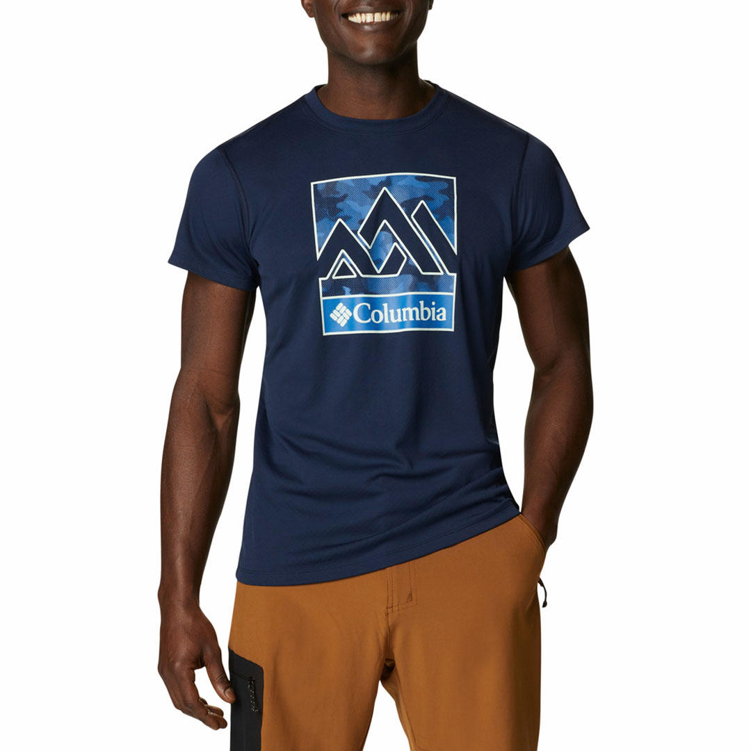 Columbia Men Navy Blue Zero Rules Short Sleeve Graphic T-Shirt