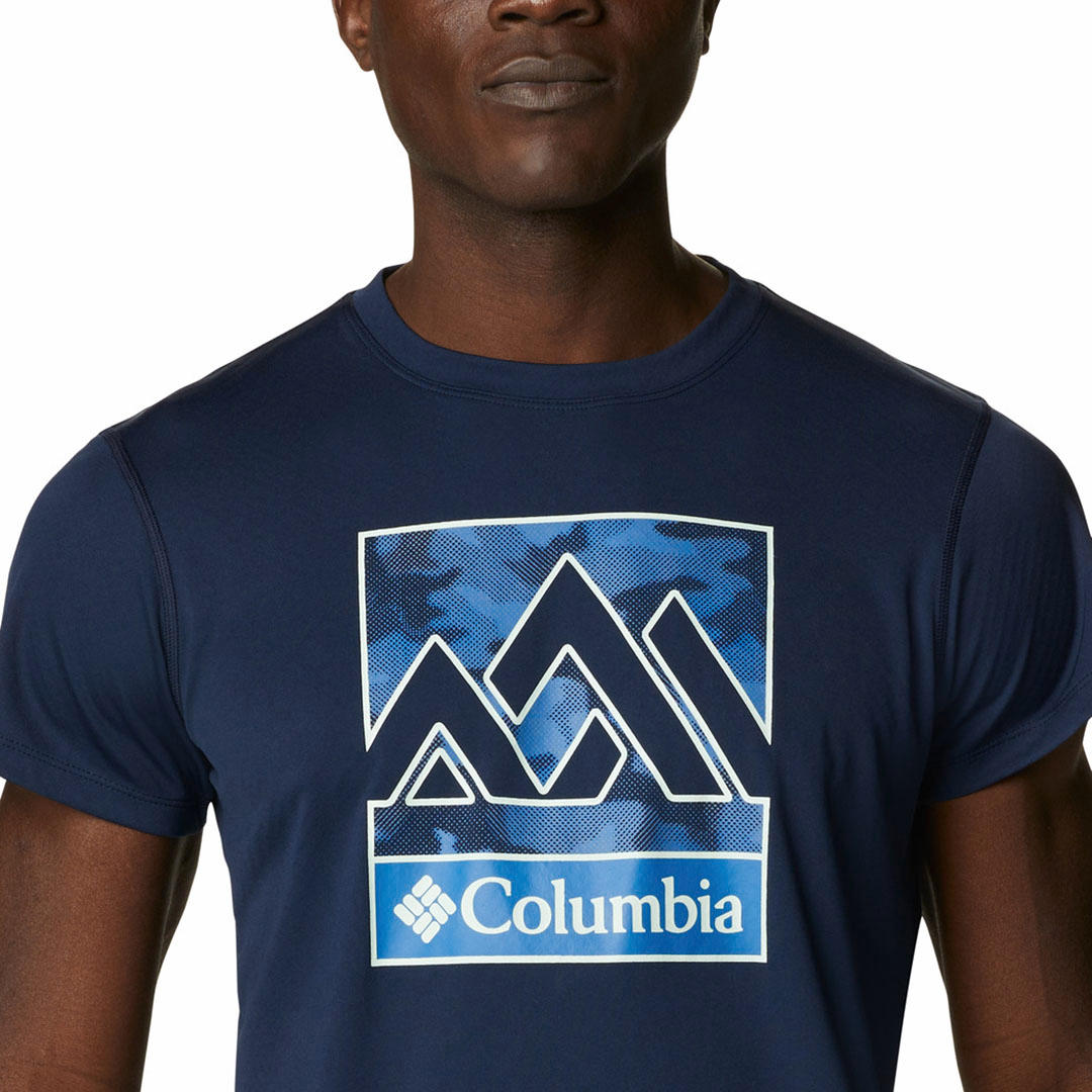 Columbia Men Navy Blue Zero Rules Short Sleeve Graphic T-Shirt