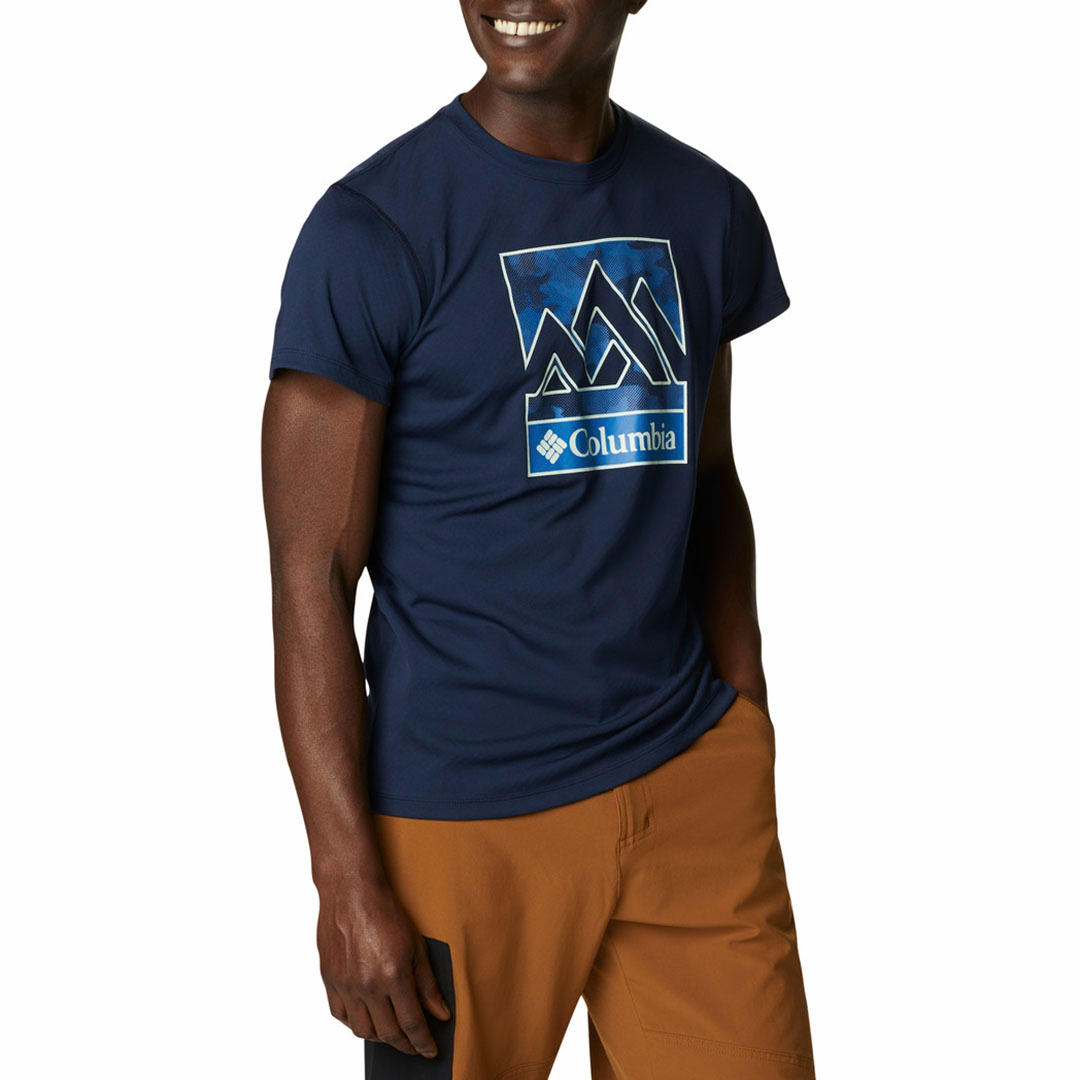 Columbia Men Navy Blue Zero Rules Short Sleeve Graphic T-Shirt