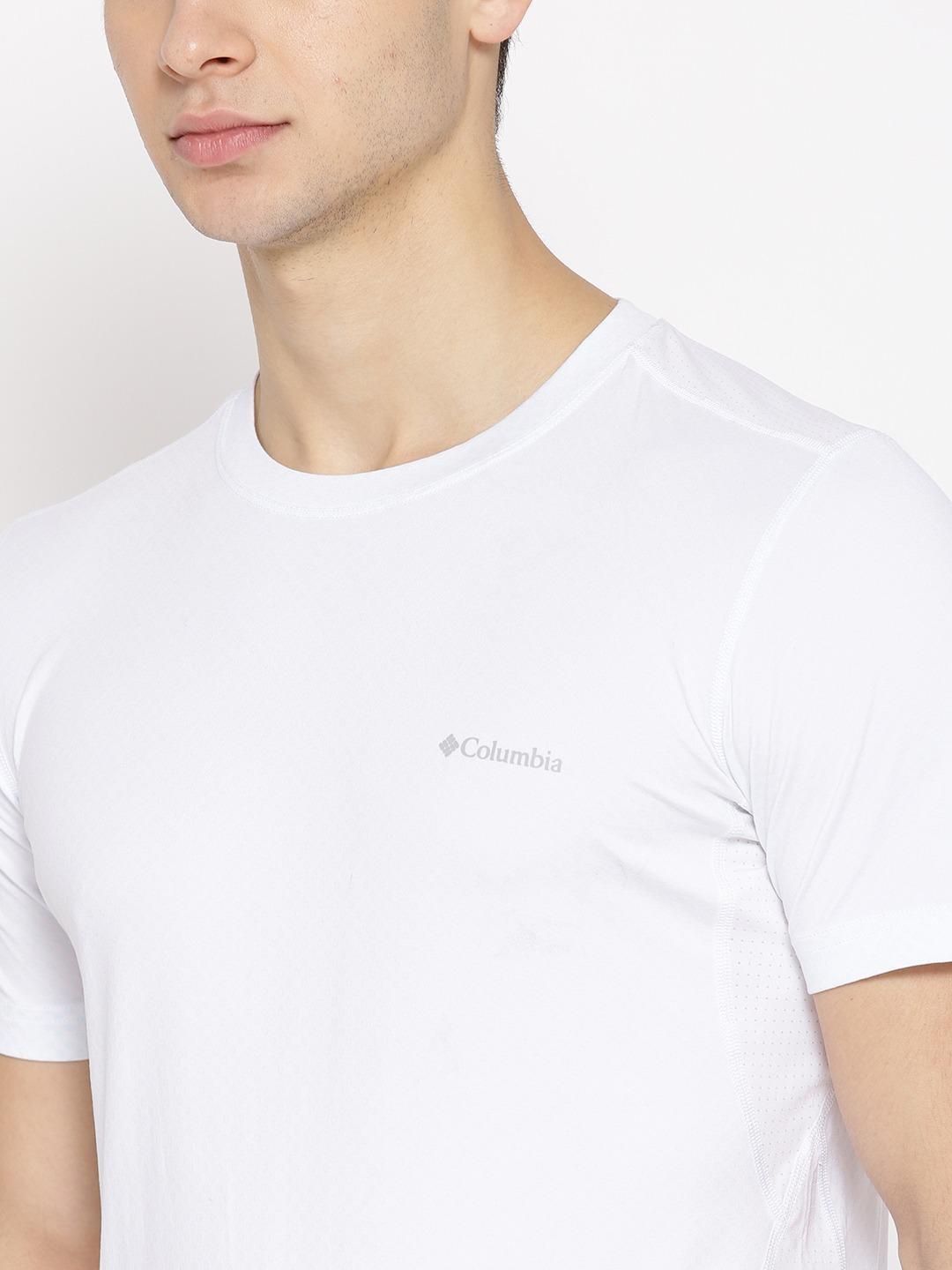 Columbia Men White Coolest Cool II Short Sleeve Shirt (Sun Protection)