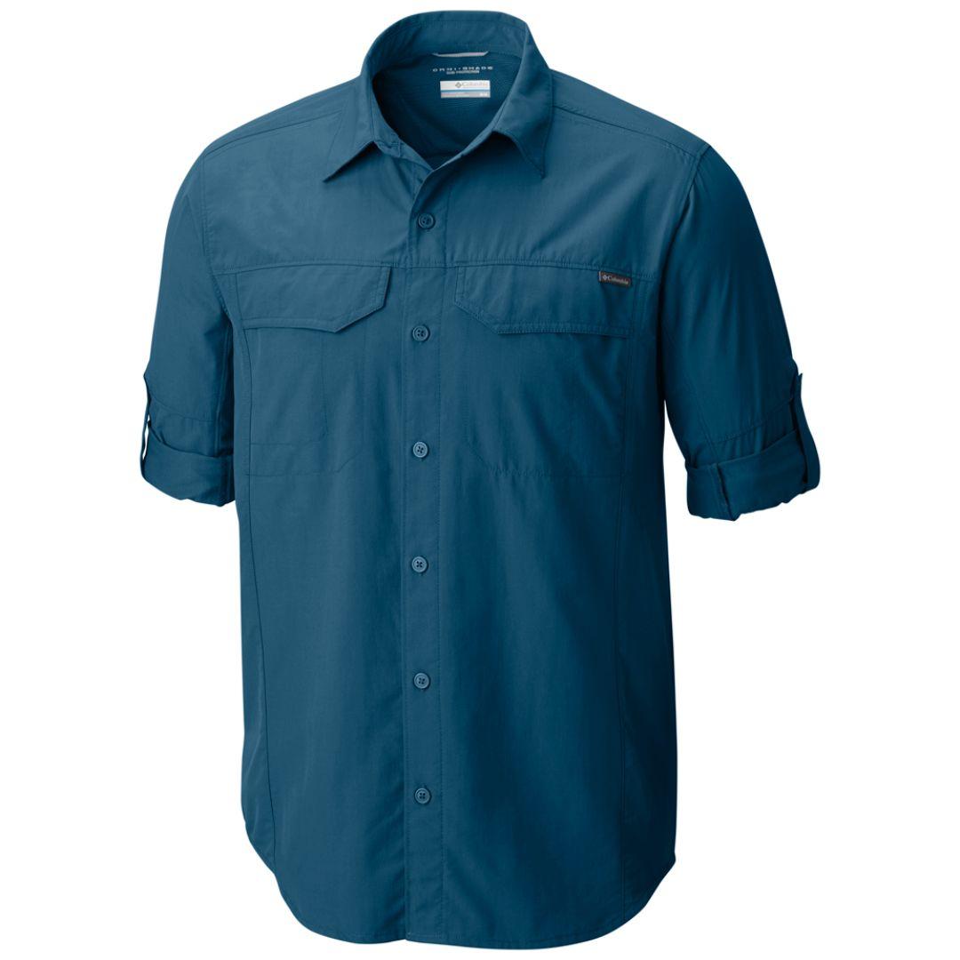 Columbia Men Blue Silver Ridge Long Sleeve Shirt (Sun Protection)