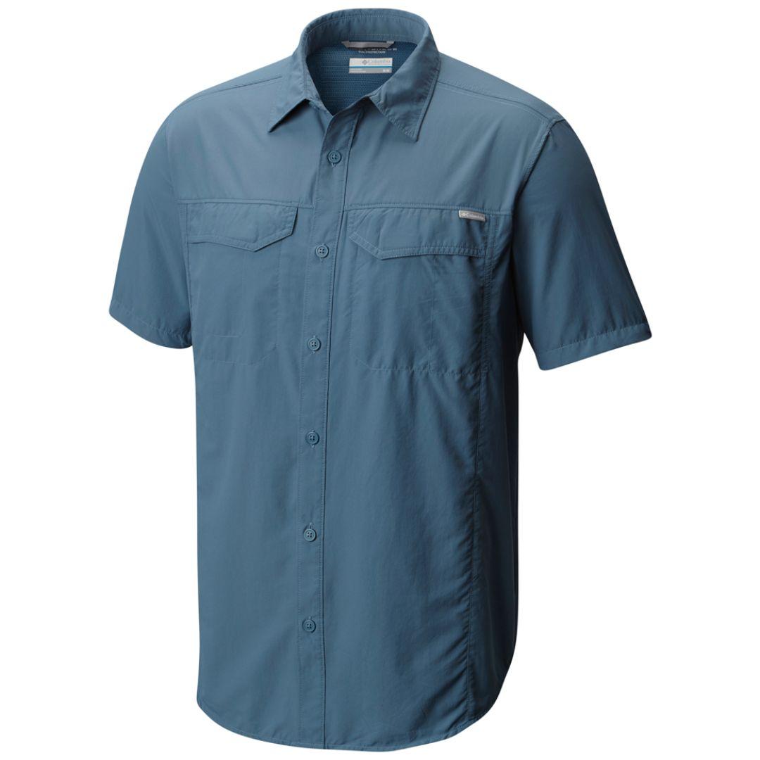 Columbia Men Blue Silver Ridge Short Sleeve Shirt (Sun Protection)