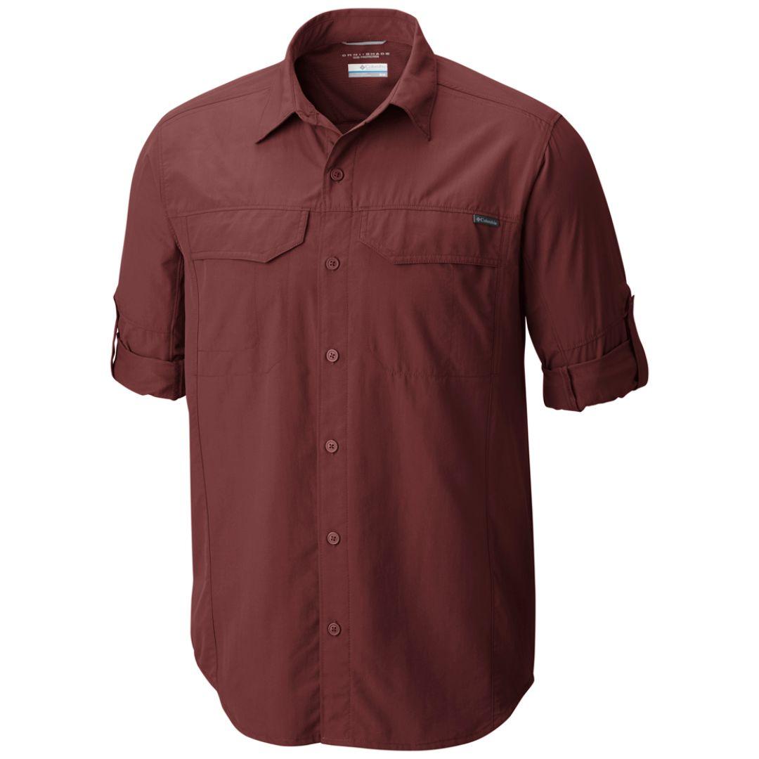 Columbia Men Orange Silver Ridge Short Sleeve Shirt (Sun Protection)