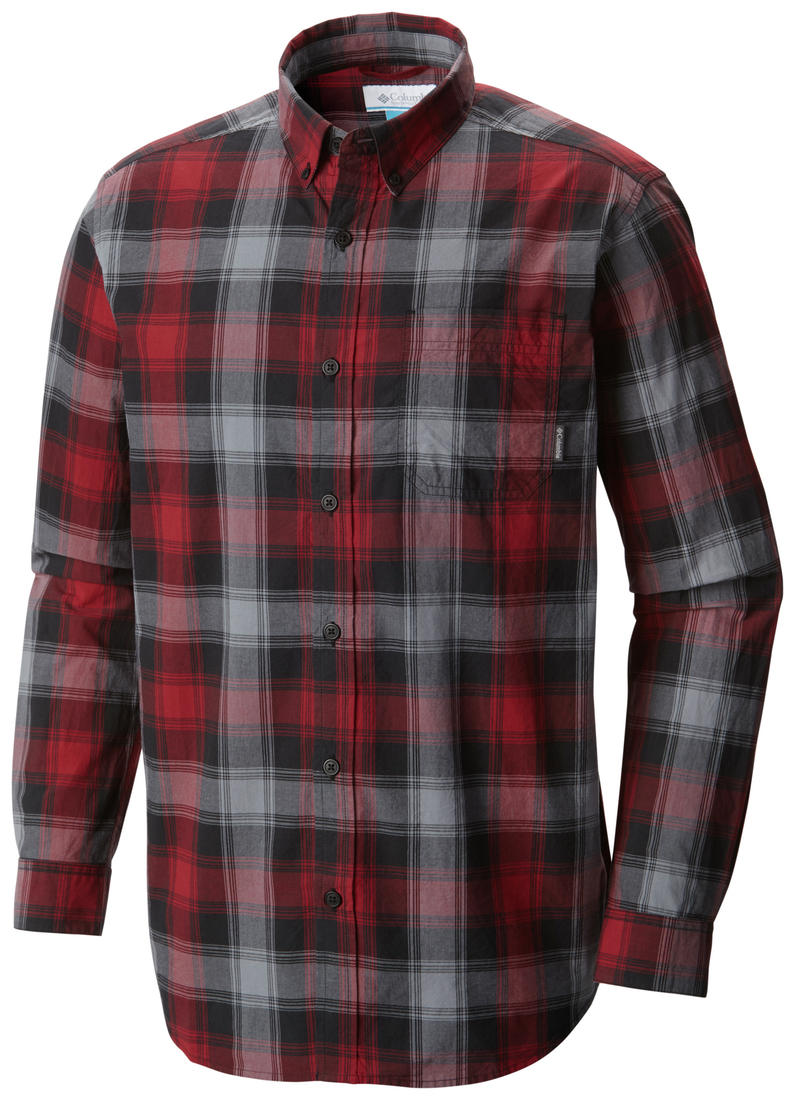 Columbia Men Red Rapid Rivers II Long Sleeve Shirt