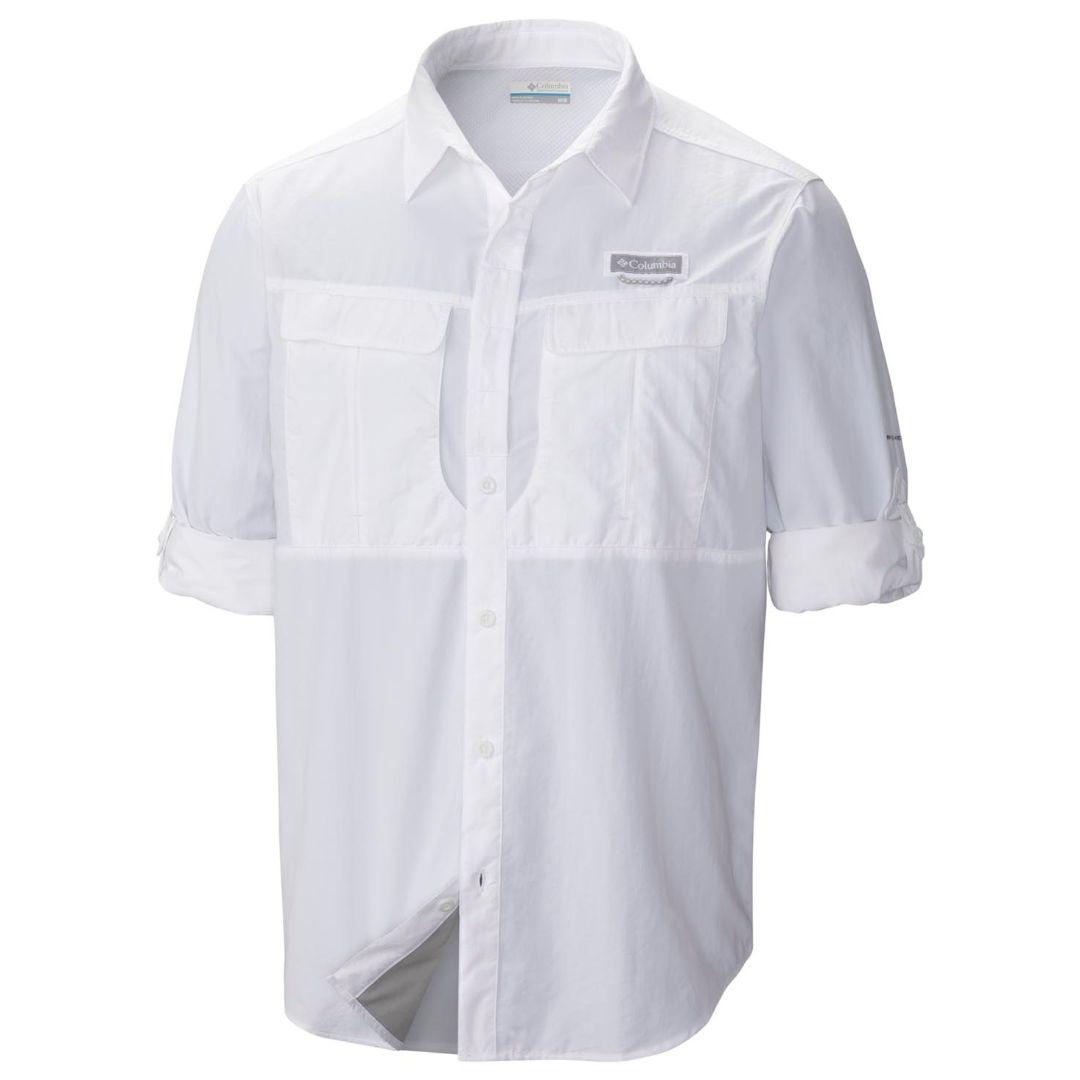 Columbia Men White Cascades Explorer Long Sleeve Shirt (Sun Protection)