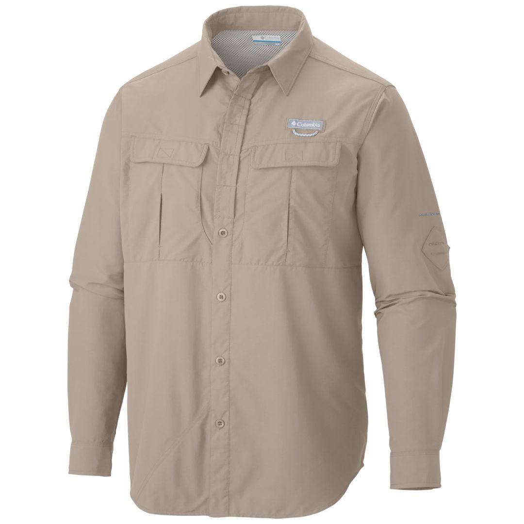 Columbia Men Beige Cascades Explorer Long Sleeve Shirt (Sun Protection)