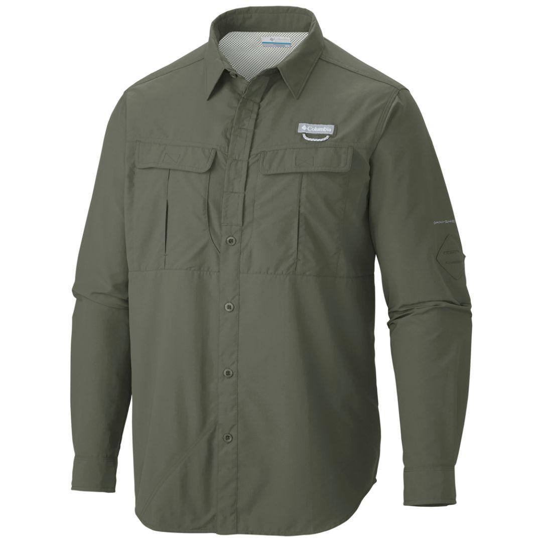 Columbia Men Green Cascades Explorer Long Sleeve Shirt (Sun Protection)