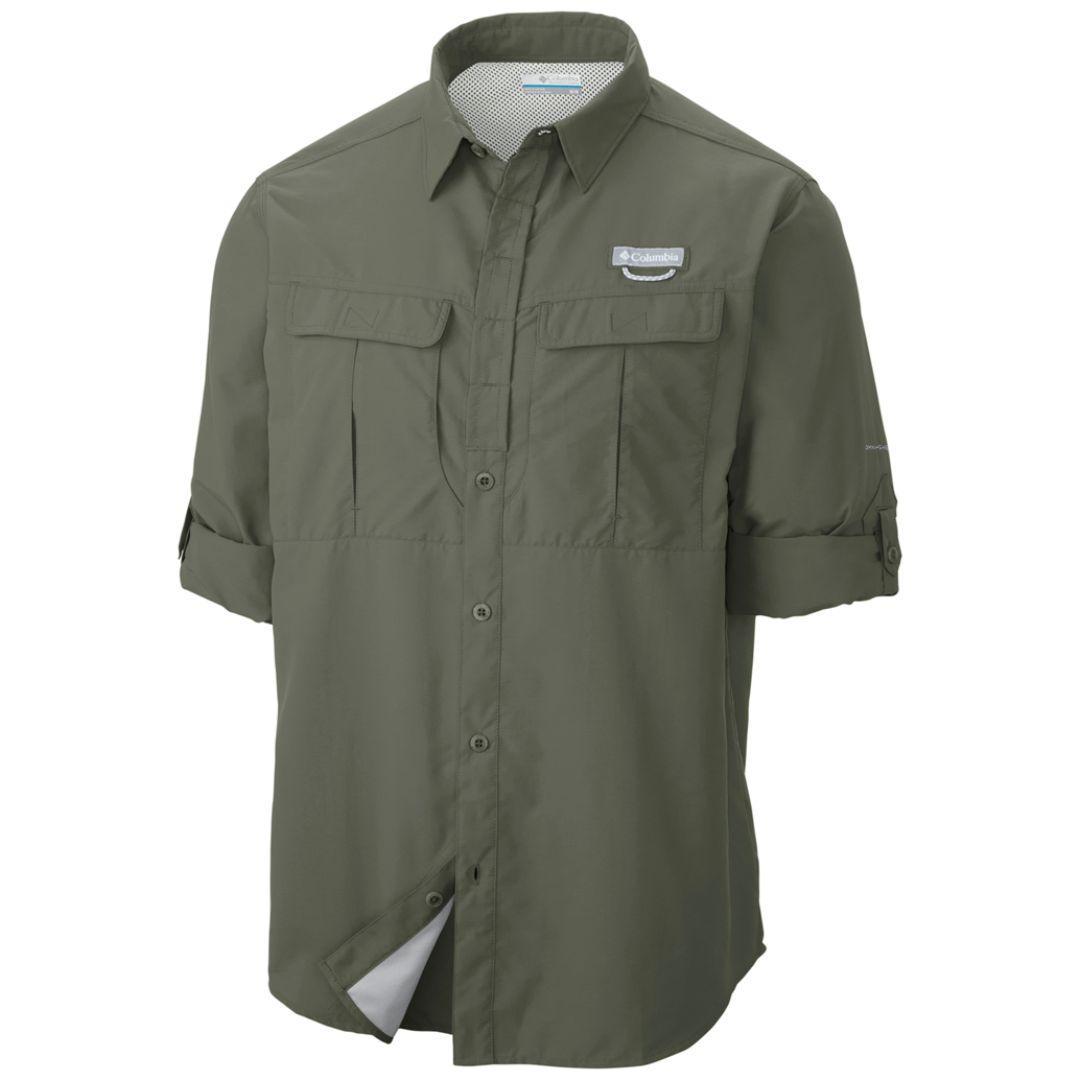 Columbia Men Green Cascades Explorer Long Sleeve Shirt (Sun Protection)