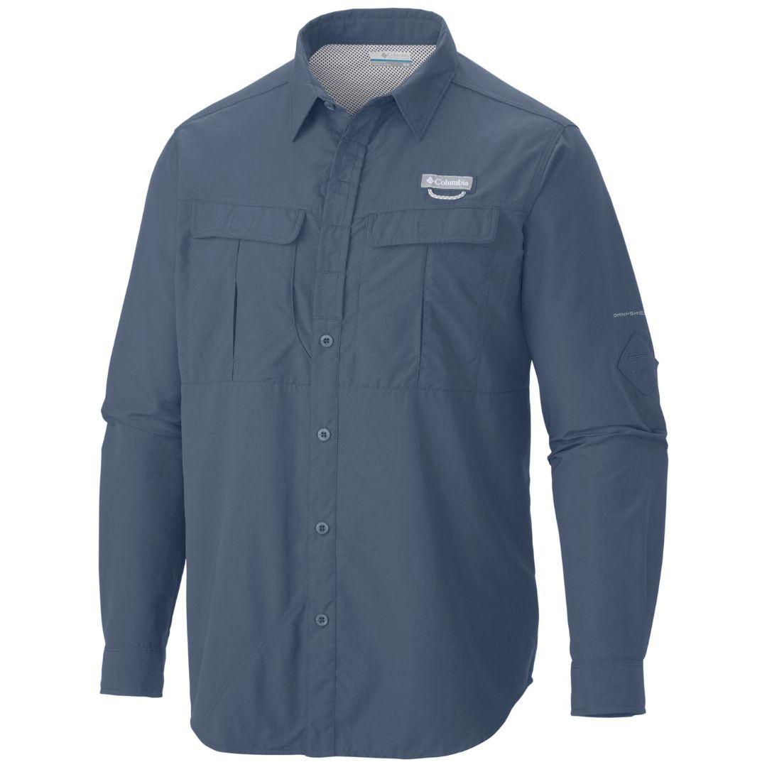 Columbia Men Blue Cascades Explorer Long Sleeve Shirt (Sun Protection)