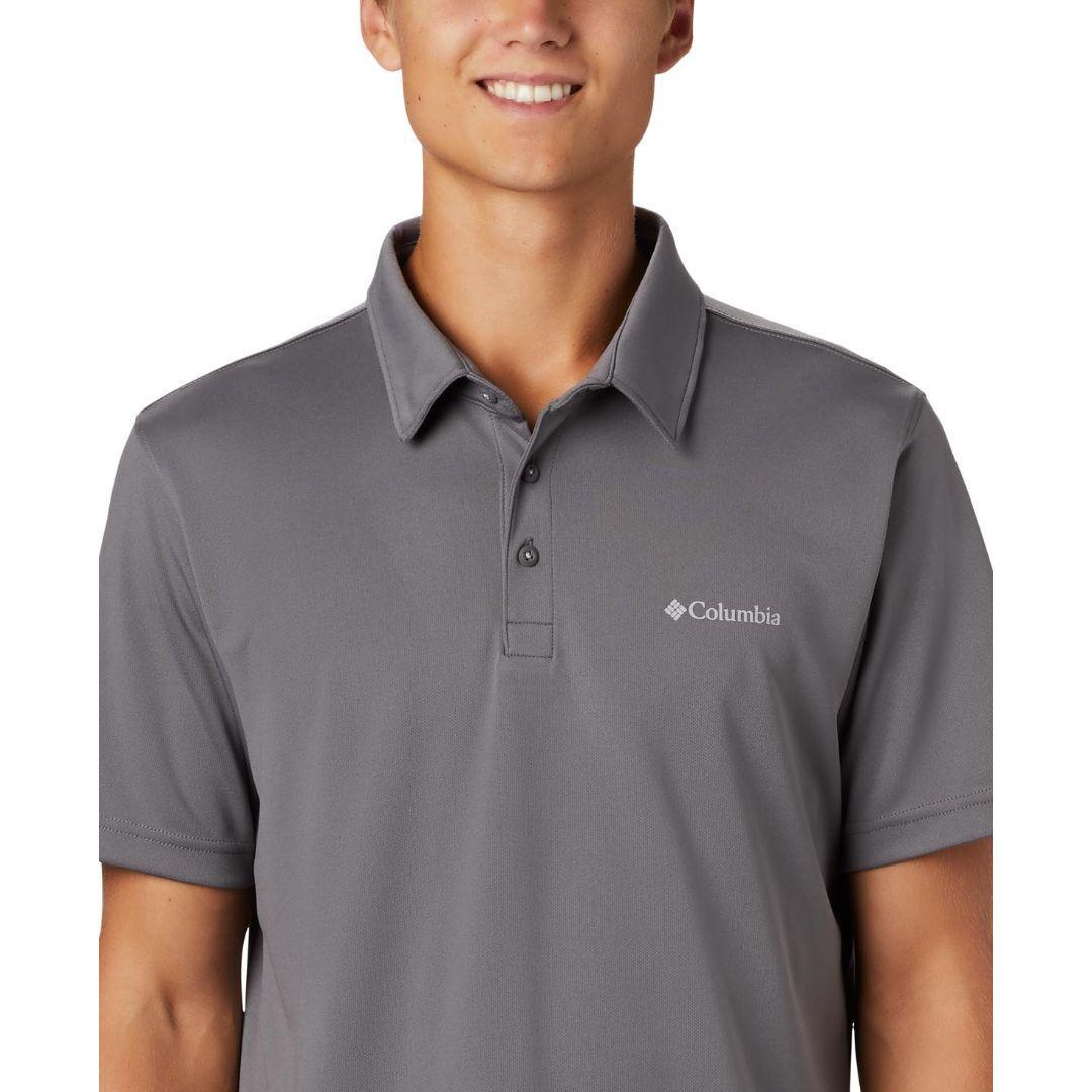 Columbia Men Grey M Mist Trail SS Polo (Sun Protection)