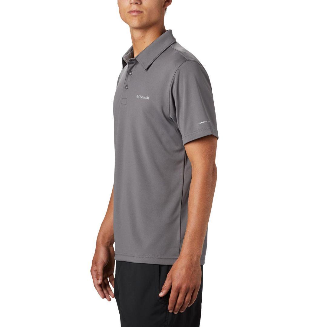 Columbia Men Grey M Mist Trail SS Polo (Sun Protection)