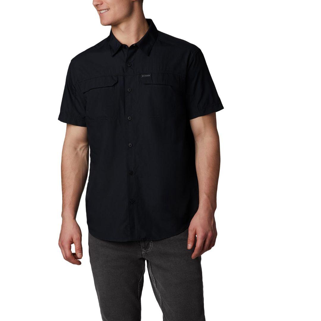 Columbia Men Black Silver Ridge 2.0 Short Sleeve Shirt (Sun Protection)