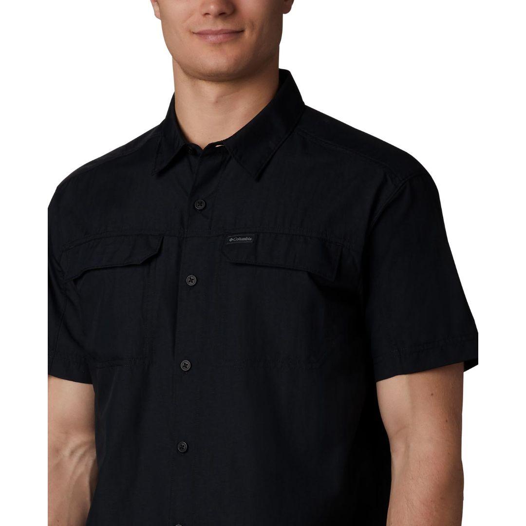 Columbia Men Black Silver Ridge 2.0 Short Sleeve Shirt (Sun Protection)