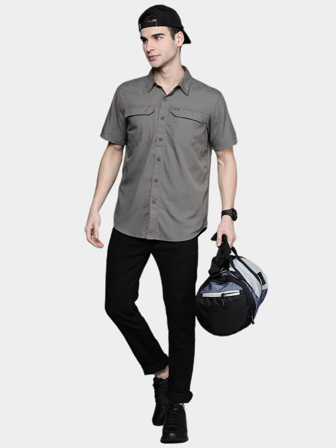 Columbia Men Grey Silver Ridge 2.0 Short Sleeve Shirt (Sun Protection)