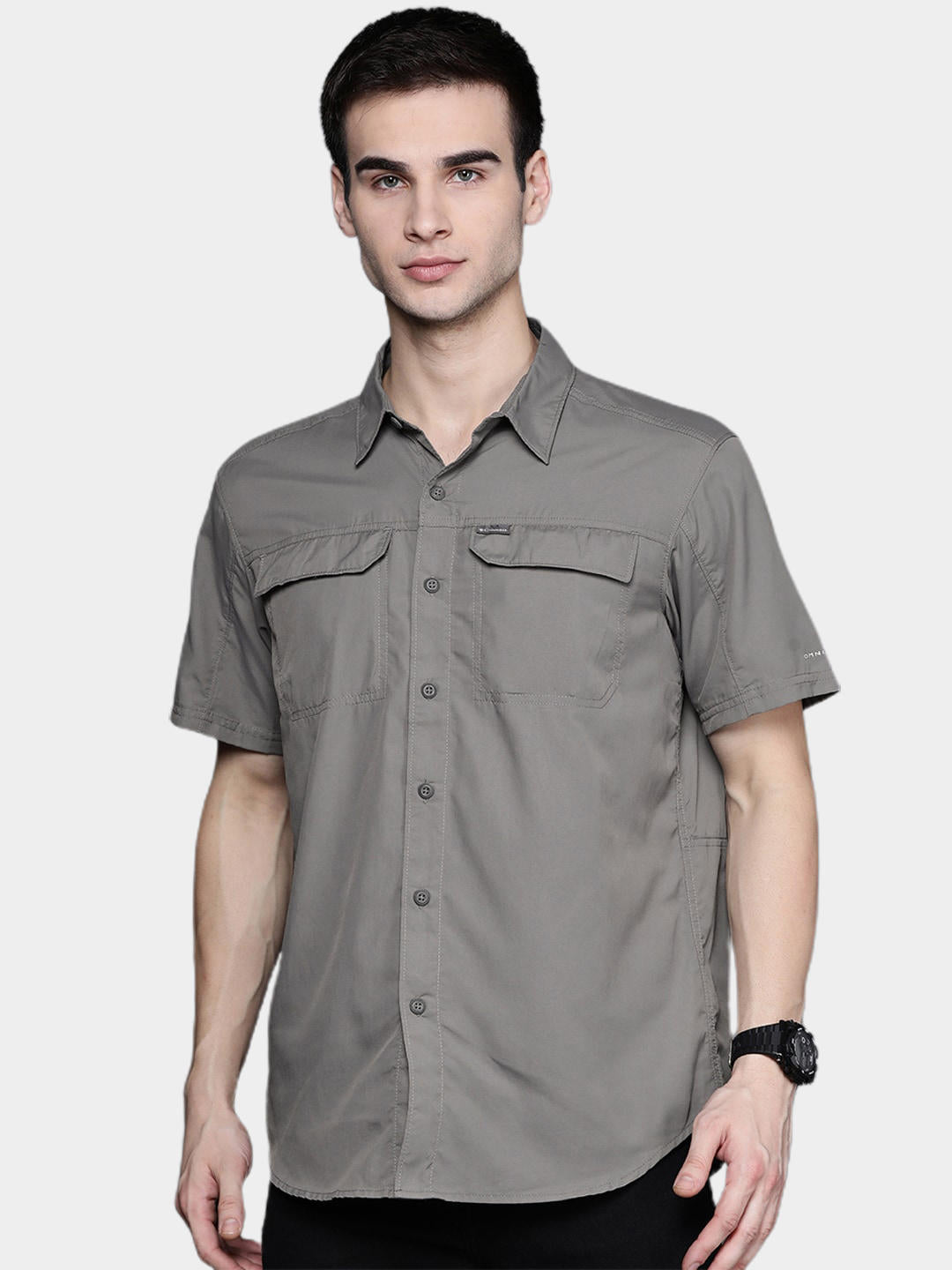 Columbia Men Grey Silver Ridge 2.0 Short Sleeve Shirt (Sun Protection)