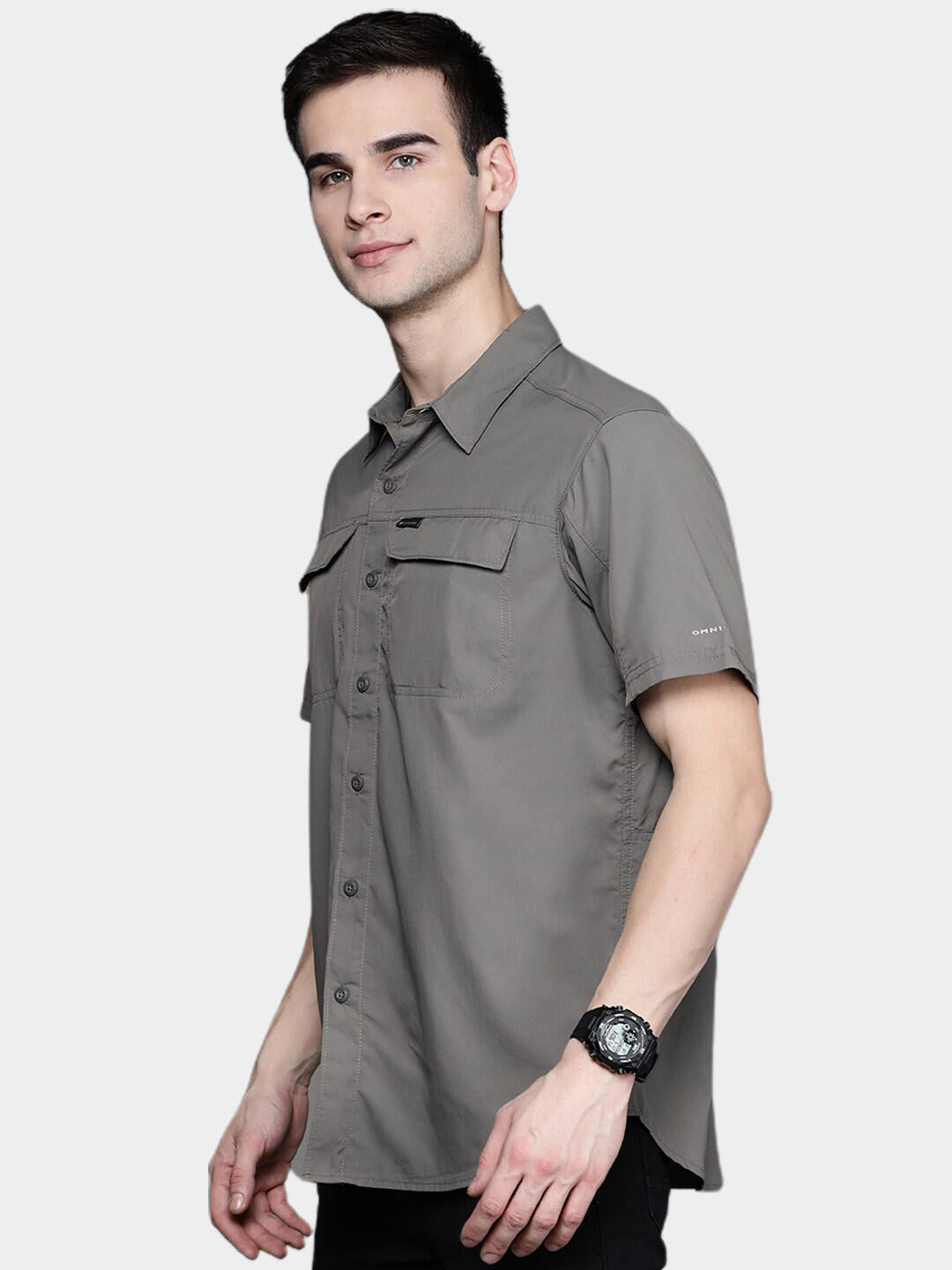 Columbia Men Grey Silver Ridge 2.0 Short Sleeve Shirt (Sun Protection)
