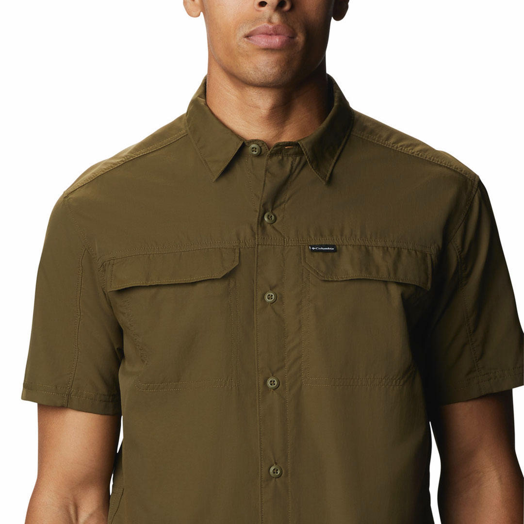 Columbia Men Green Silver Ridge 2.0 Short Sleeve Shirt (Sun Protection)