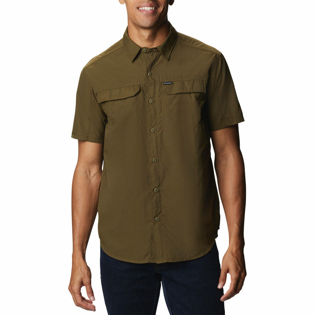 Columbia Men Green Silver Ridge 2.0 Short Sleeve Shirt (Sun Protection)
