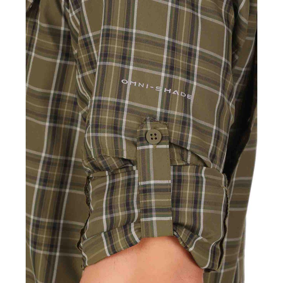 Columbia Men Green Silver Ridge 2.0 Plaid L/S Shirt (Sun Protection)