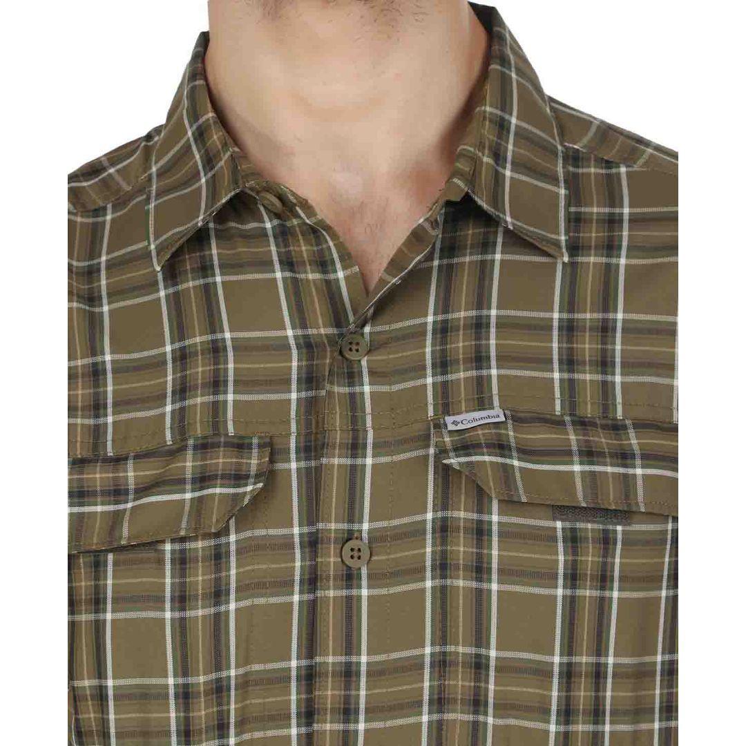 Columbia Men Green Silver Ridge 2.0 Plaid L/S Shirt (Sun Protection)