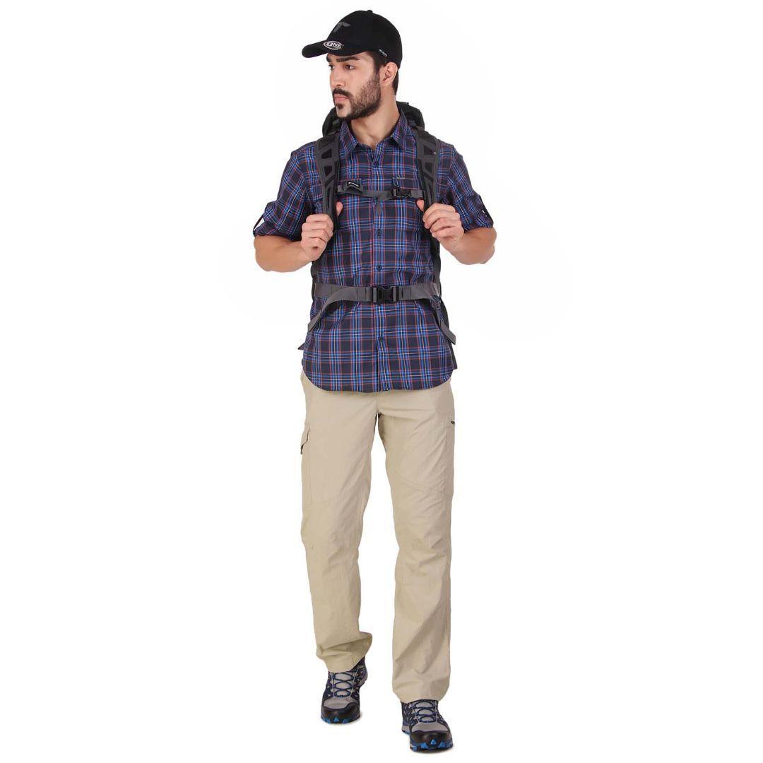 Columbia Men Blue Silver Ridge 2.0 Plaid L/S Shirt (Sun Protection)