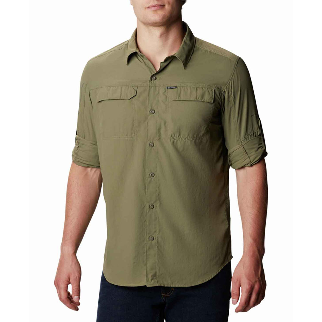 Columbia Men Green Silver Ridge 2.0 Long Sleeve Shirt (Sun Protection)