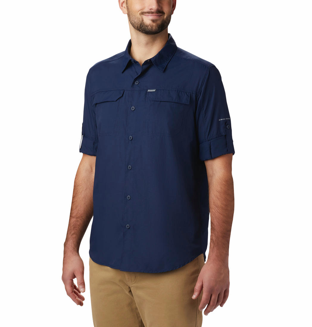 Columbia Men's Navy Blue Omni-Wick Silver Ridge 2.0 Breathable Shirt