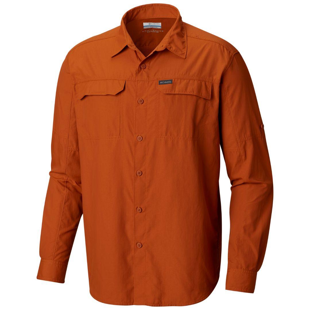 Columbia Men's Orange Silver Ridge 2.0 Long Sleeve Sun Protection Shirt