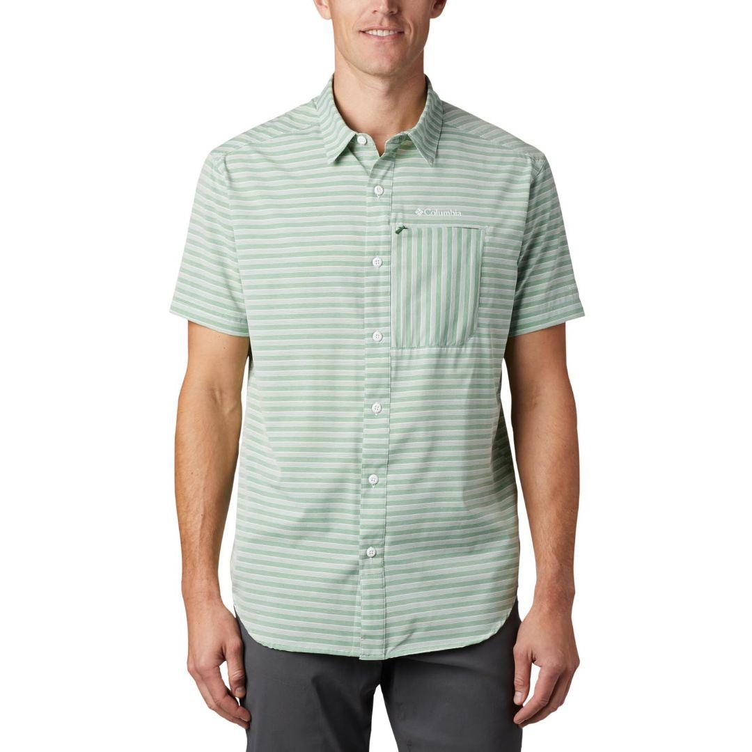 Columbia Men Green Twisted Creek II Short Sleeve Shirt (Sun Protection)