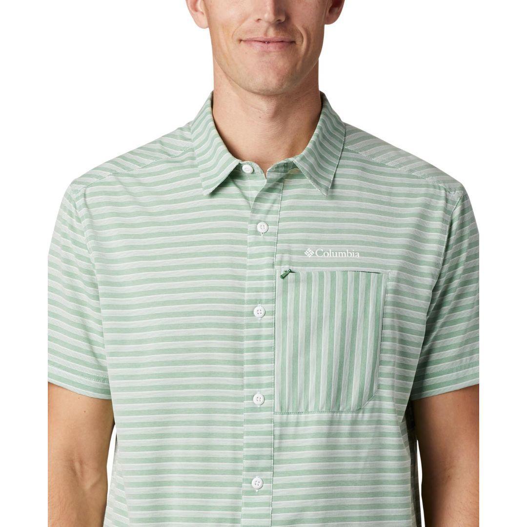 Columbia Men Green Twisted Creek II Short Sleeve Shirt (Sun Protection)