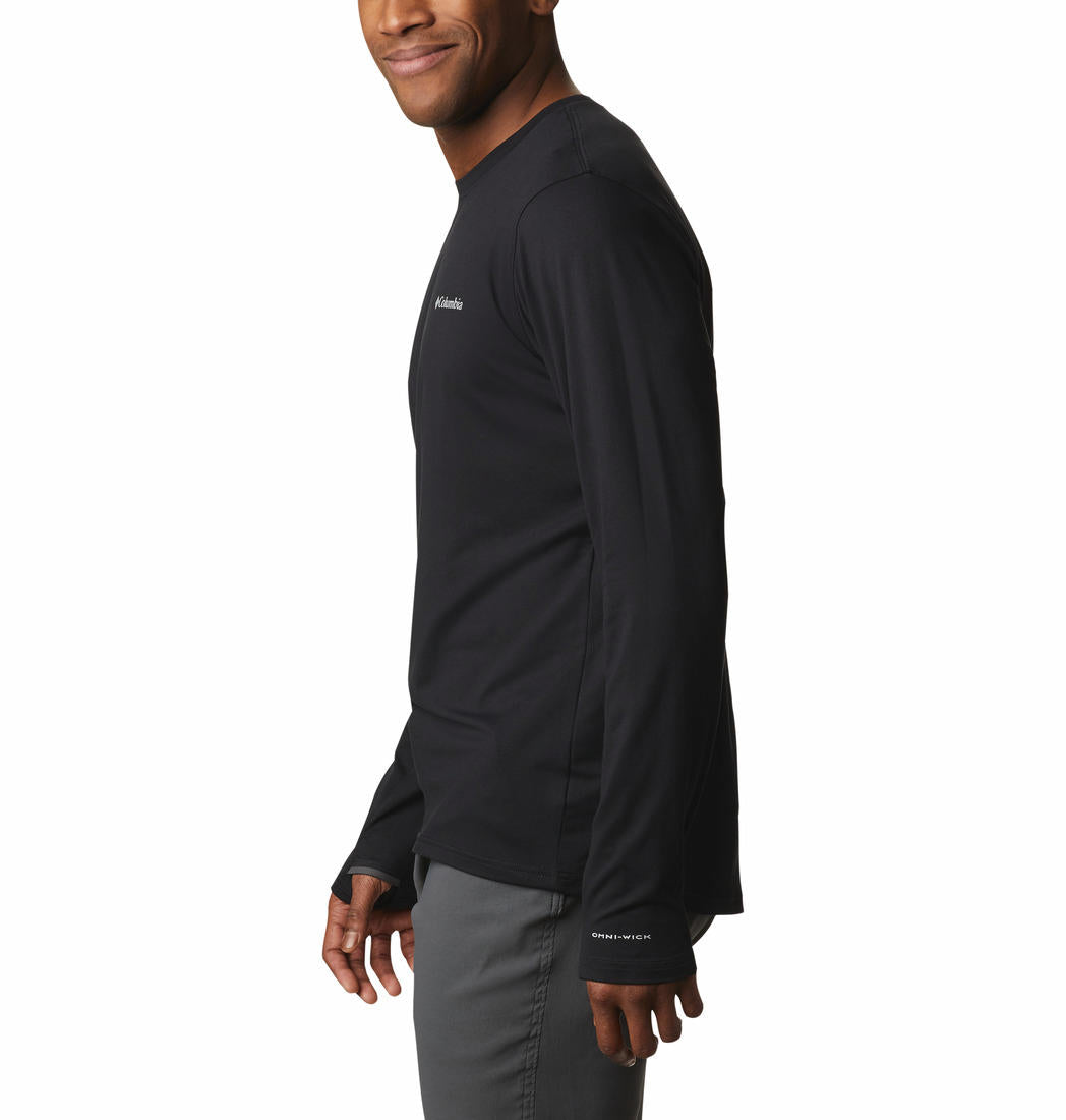 Columbia Men Black Tech Trail Long Sleeve Crew II (Sun Protection)