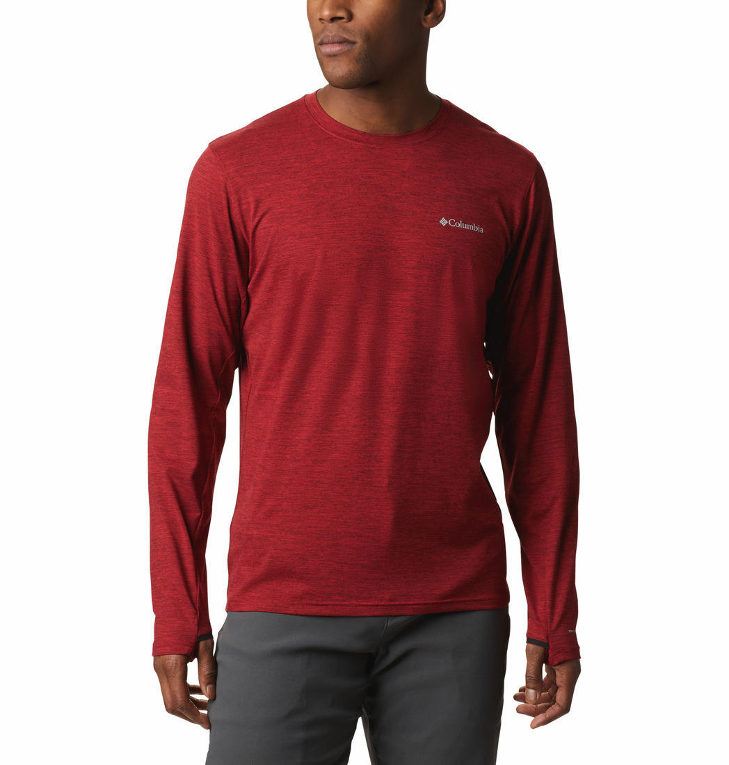 Columbia Men Red Tech Trail Long Sleeve Crew II