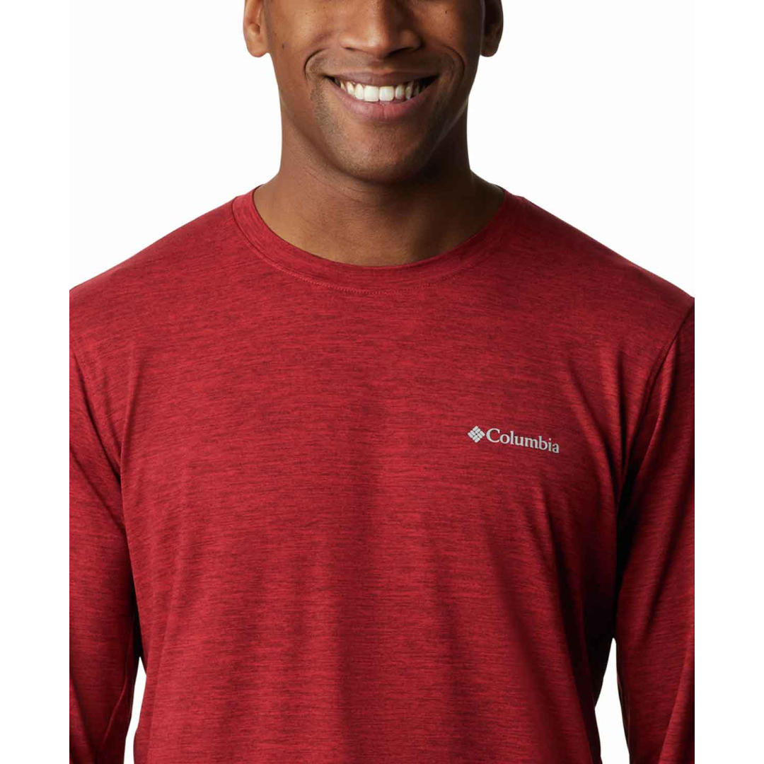 Columbia Men Red Tech Trail Long Sleeve Crew II